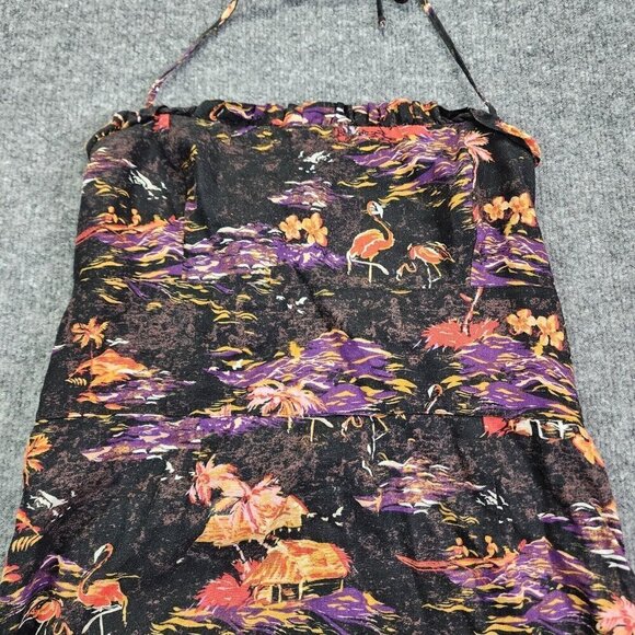Free People Linen Beach Party Tie Shoulder Midi Dress Size 10 Tropical Printed - Picture 6 of 16